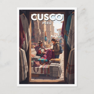 Traditional Textile Stalls, Cusco Peru Postcard