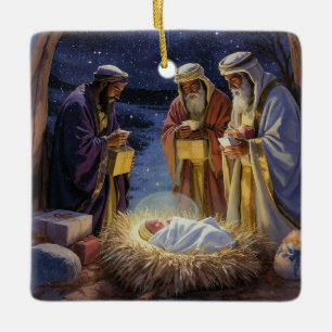 Traditional Three Wise Men Nativity Ceramic Ornament