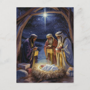 Traditional Three Wise Men Nativity Holiday Postcard