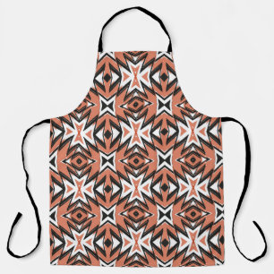 Traditional tile, ethnic coral geometric. apron