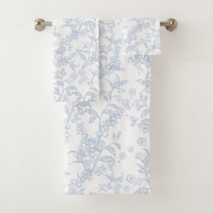 Traditional Toile-De-Jouy Chinoiserie Pattern  Bath Towel Set