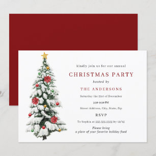 Traditional Tree Christmas Party Invitation