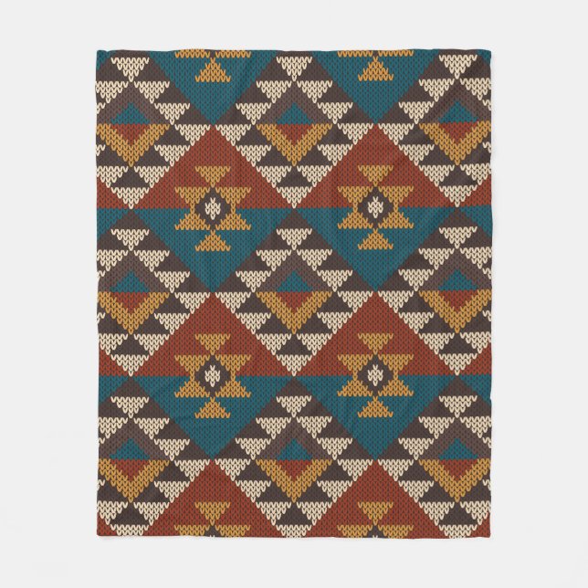 Traditional Tribal Aztec seamless pattern on the w Fleece Blanket (Front)