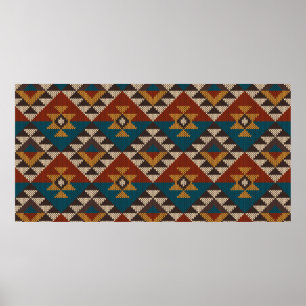 Traditional Tribal Aztec seamless pattern on the w Poster