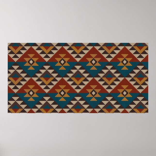 Traditional Tribal Aztec seamless pattern on the w Poster (Front)
