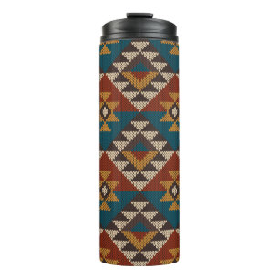Traditional Tribal Aztec seamless pattern on the w Thermal Tumbler