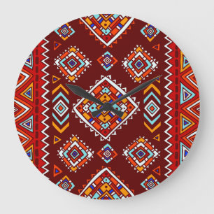 Traditional tribal, ethnic seamless texture. large clock