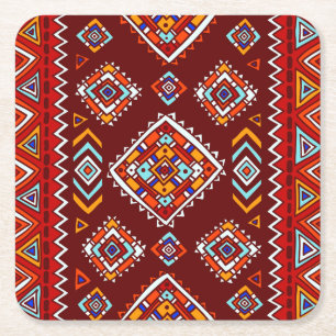 Traditional tribal, ethnic seamless texture. square paper coaster