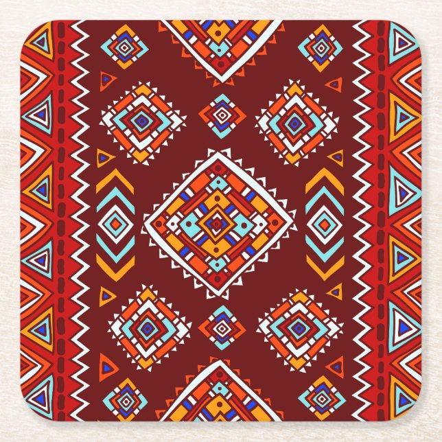 Traditional tribal, ethnic seamless texture. square paper coaster (Front)