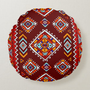 Traditional tribal pattern in ethnic style round cushion