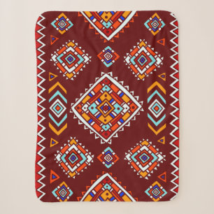 Traditional tribal pattern in ethnic style sherpa blanket