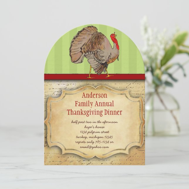 Traditional Turkey Thanksgiving Dinner Invitation (Standing Front)