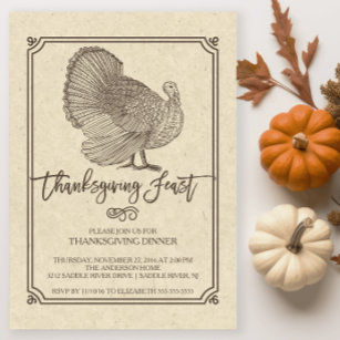 Traditional Turkey Thanksgiving Feast Invitation