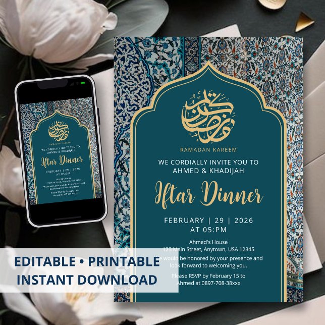 Traditional Turkish Mosaic Ramadan Iftar Dinner Invitation (Creator Uploaded)