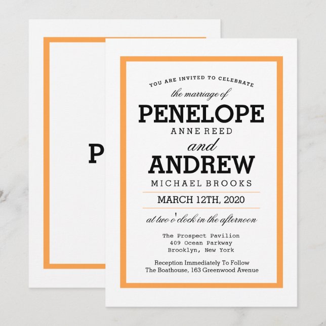 Traditional Typography Wedding Invitations (Front/Back)