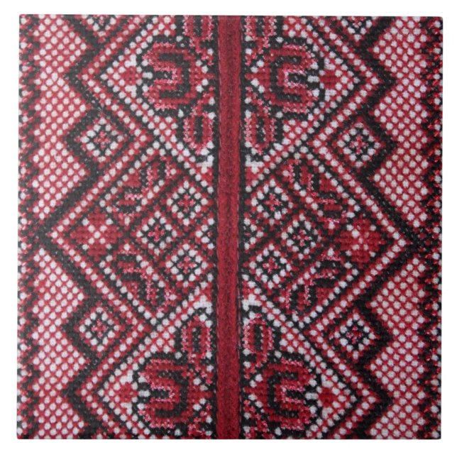 Traditional Ukrainian Design Ceramic Tile (Front)