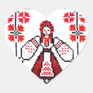 Traditional Ukrainian embroidery ukraine girls Heart Sticker
