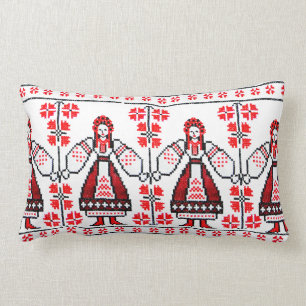 Traditional Ukrainian embroidery ukraine girls Lumbar Cushion
