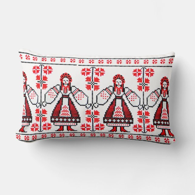 Traditional Ukrainian embroidery ukraine girls Lumbar Cushion (Front)