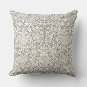 Traditional Understated Formal White Damask Outdoor Cushion