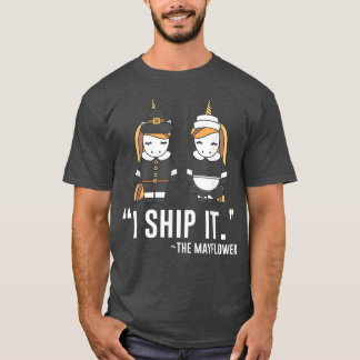 Traditional Unicorn Pilgrim Ship It Humour Funny T T-Shirt