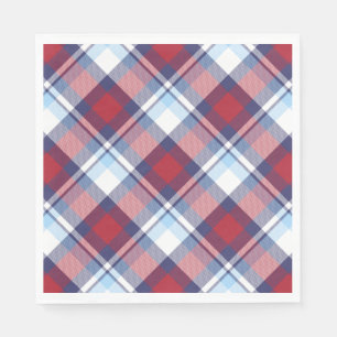 Traditional USA Red White Blue Tartan Pattern Napkin