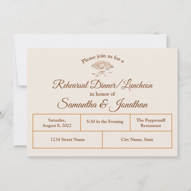 Traditional Victorian Rehearsal Dinner Invitation (Front)