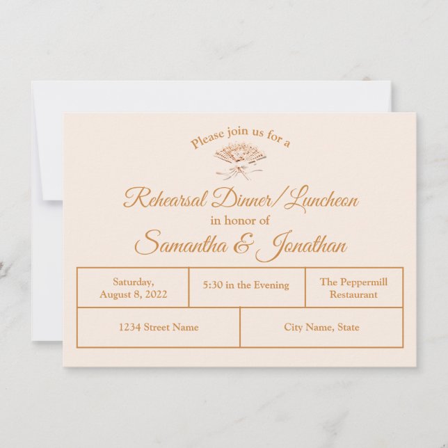 Traditional Victorian Rehearsal Dinner Invitation (Front)