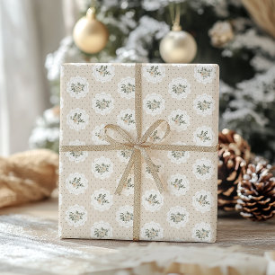 Traditional Vintage Beige Christmas Wrapping Paper