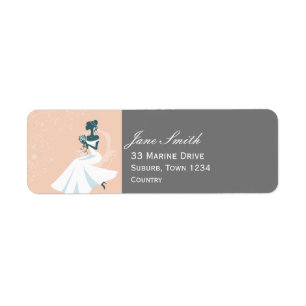 Traditional vintage bride wedding pink and grey return address label