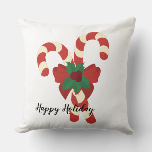 Traditional vintage candy cane red and white xmas  cushion