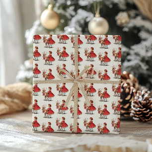 Traditional Vintage Cat Christmas Wrapping Paper