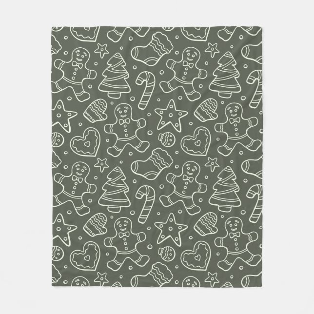 Traditional Vintage Christmas Gingerbread Man Fleece Blanket (Front)