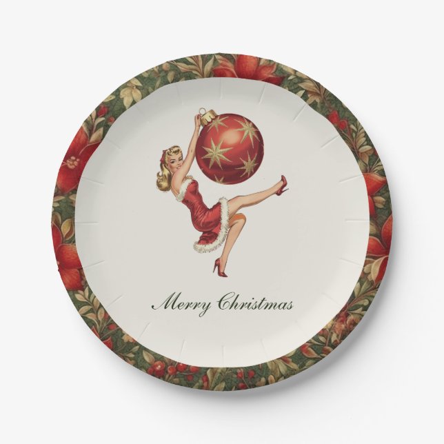 Traditional Vintage Christmas Paper Plate (Front)