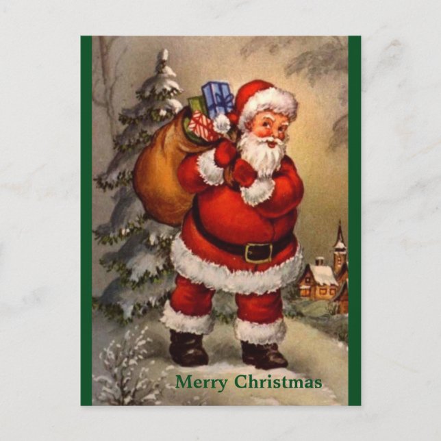 Traditional Vintage Santa Copy Christmas Postcard (Front)