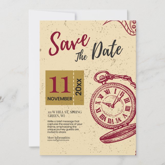 Traditional Vintage Wedding Save The Date Card (Front)