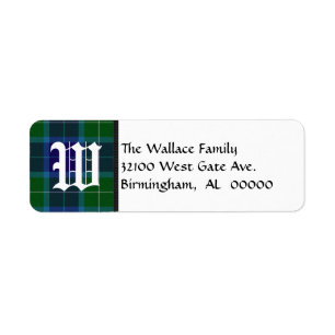 Traditional Wallace Tartan Plaid Monogram Return Address Label