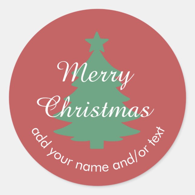 Traditional - Warm Red Custom Christmas Sticker (Front)