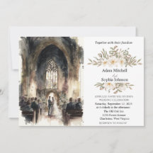 Traditional Watercolor Church Wedding