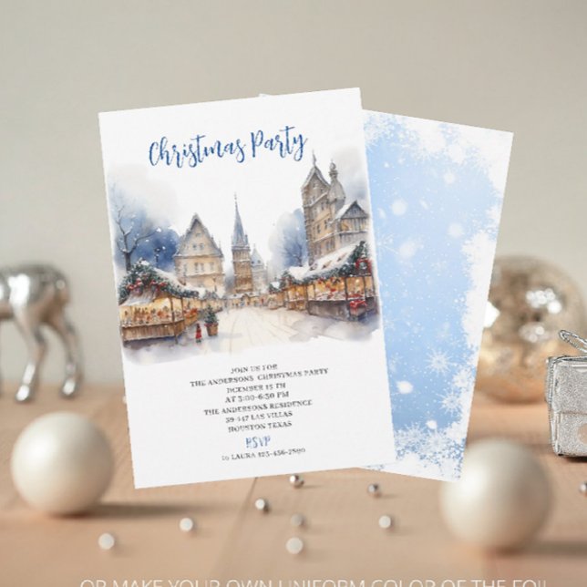 Traditional Watercolor Winter Merry Christmas Invitation (Creator Uploaded)