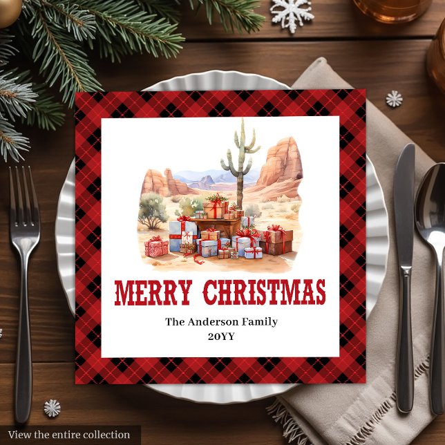 Traditional Western Check Holiday Paper Napkins (Traditional Western Check Holiday Paper Napkins)