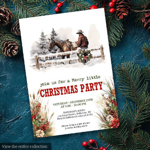Traditional Western Christmas party invite digital
