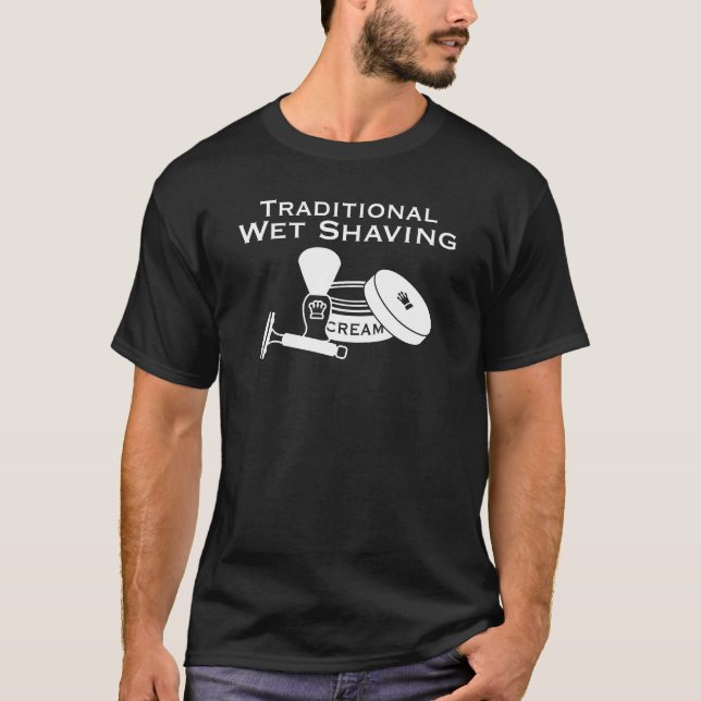 Traditional Wet Shaving, DE Razor - Dark T-Shirt (Front)