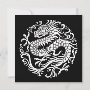 Traditional White and Black Chinese Dragon Circle