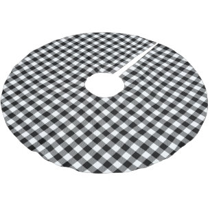 Traditional White Black Buffalo Lumberjack Check Brushed Polyester Tree Skirt