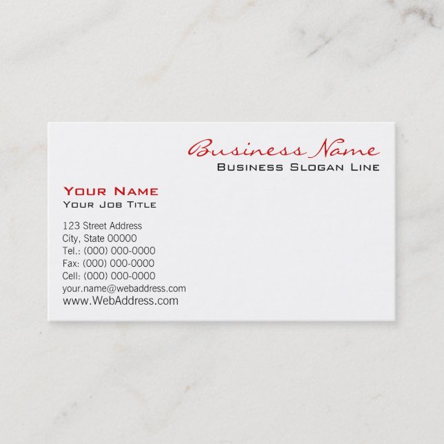 Traditional White Business Card (Front)