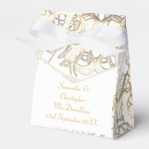 Traditional white lace old damask wedding favour box