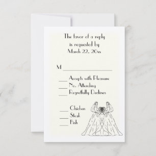 Traditional White Lesbian Wedding Menu Choice RSVP