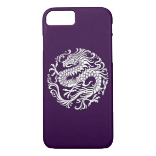 Traditional White on Purple Chinese Dragon Circle iPhone 8/7 Case