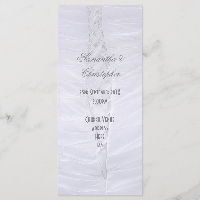 Traditional white wedding church wedding program (Front)